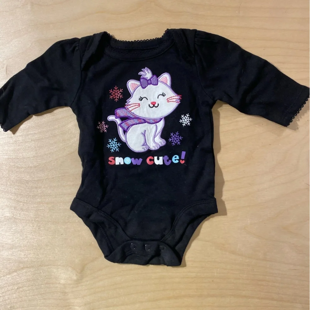 Garanimals Black Snow Cute Cat Bodysuit Newborn (OQ)